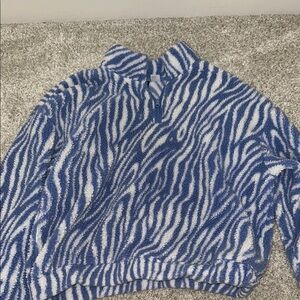 H&M Blue and White Puffer Pullover